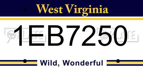 1EB7250 West Virginia License Plate