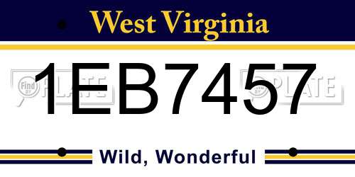 1EB7457 West Virginia License Plate