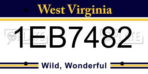 1EB7482 West Virginia License Plate