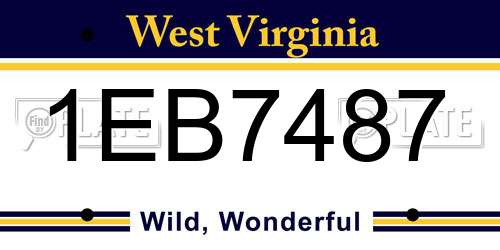 1EB7487 West Virginia License Plate