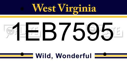 1EB7595 West Virginia License Plate