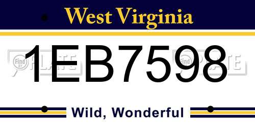 1EB7598 West Virginia License Plate