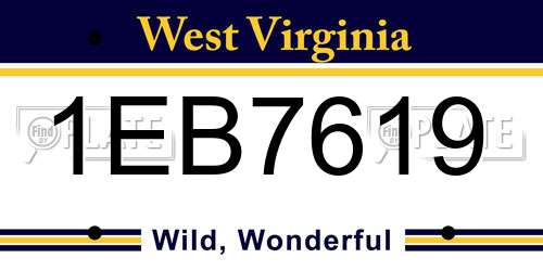 1EB7619 West Virginia License Plate