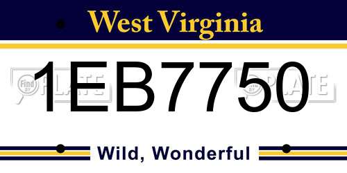 1EB7750 West Virginia License Plate