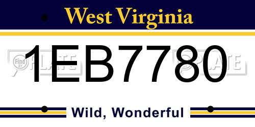 1EB7780 West Virginia License Plate
