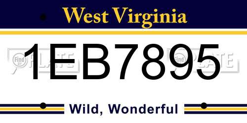 1EB7895 West Virginia License Plate