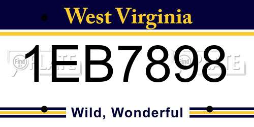 1EB7898 West Virginia License Plate