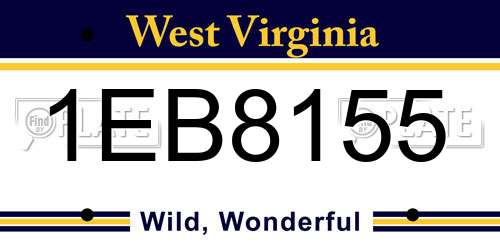 1EB8155 West Virginia License Plate