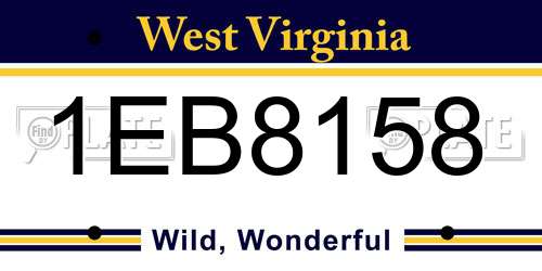 1EB8158 West Virginia License Plate