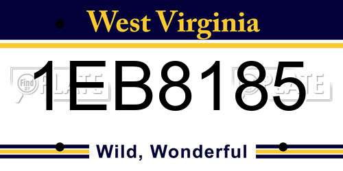 1EB8185 West Virginia License Plate