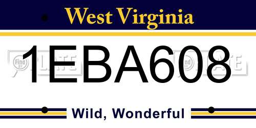 1EBA608 West Virginia License Plate