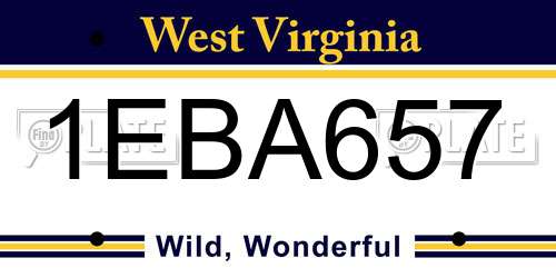 1EBA657 West Virginia License Plate
