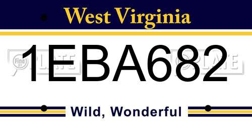 1EBA682 West Virginia License Plate
