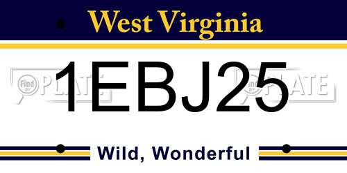 1EBJ25 West Virginia License Plate