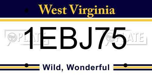 1EBJ75 West Virginia License Plate