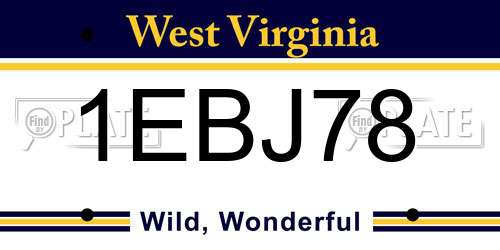1EBJ78 West Virginia License Plate