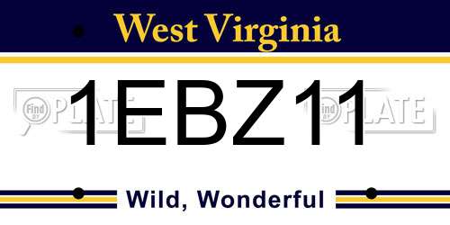 1EBZ11 West Virginia License Plate
