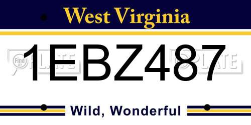 1EBZ487 West Virginia License Plate