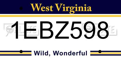 1EBZ598 West Virginia License Plate