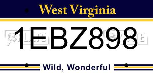 1EBZ898 West Virginia License Plate
