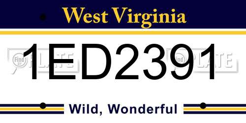 1ED2391 West Virginia License Plate