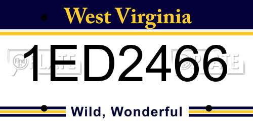 1ED2466 West Virginia License Plate