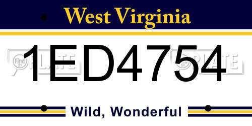 1ED4754 West Virginia License Plate