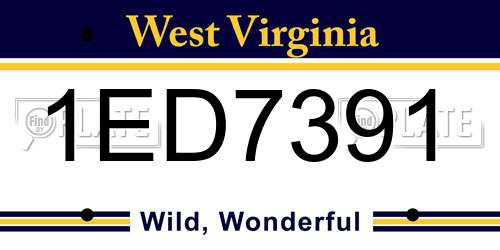 1ED7391 West Virginia License Plate