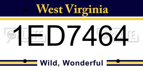 1ED7464 West Virginia License Plate
