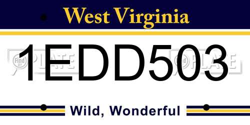 1EDD503 West Virginia License Plate