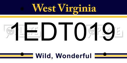 1EDT019 West Virginia License Plate