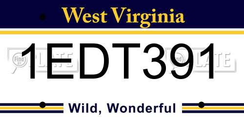 1EDT391 West Virginia License Plate