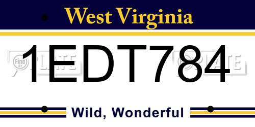 1EDT784 West Virginia License Plate
