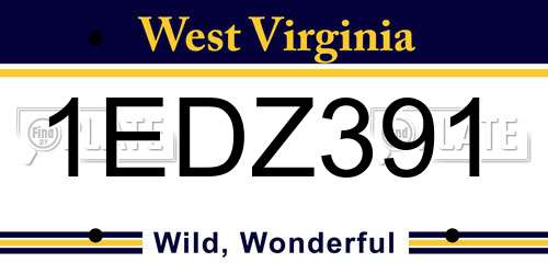 1EDZ391 West Virginia License Plate