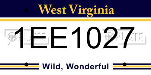 1EE1027 West Virginia License Plate