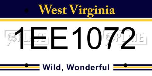 1EE1072 West Virginia License Plate