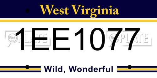 1EE1077 West Virginia License Plate