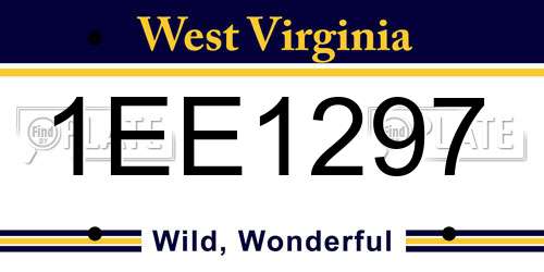 1EE1297 West Virginia License Plate