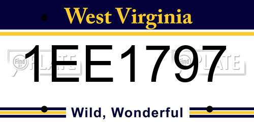 1EE1797 West Virginia License Plate