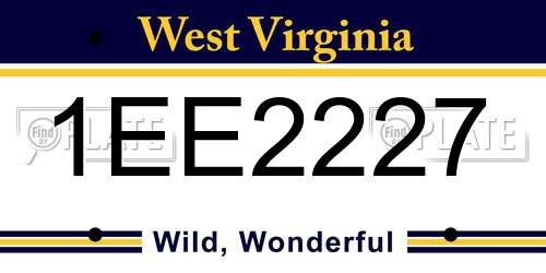 1EE2227 West Virginia License Plate