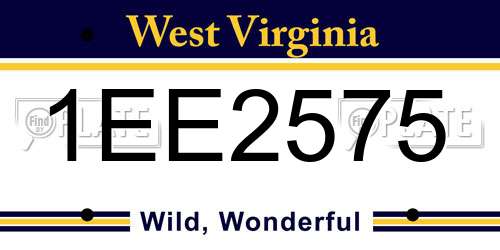 1EE2575 West Virginia License Plate