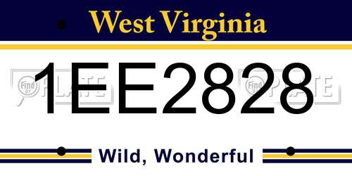 1EE2828 West Virginia License Plate