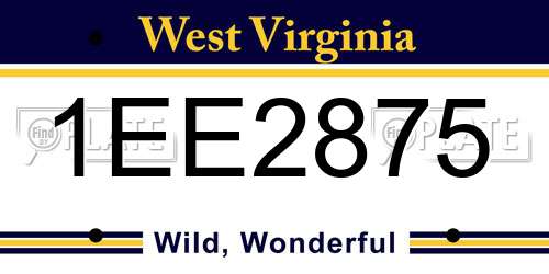 1EE2875 West Virginia License Plate