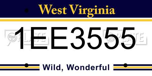 1EE3555 West Virginia License Plate