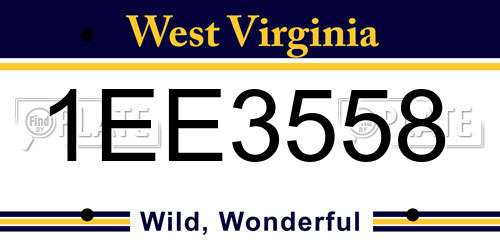 1EE3558 West Virginia License Plate