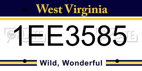 1EE3585 West Virginia License Plate