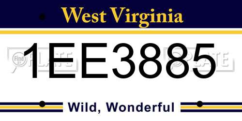 1EE3885 West Virginia License Plate