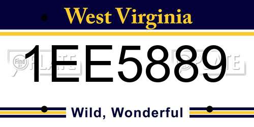 1EE5889 West Virginia License Plate