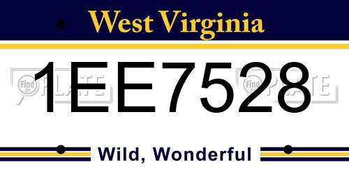1EE7528 West Virginia License Plate