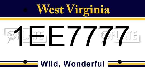 1EE7777 West Virginia License Plate